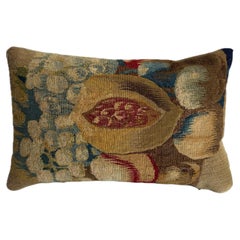 17th Century Antique Brussels Fruit Tapestry Pillow with Pomegranate Design