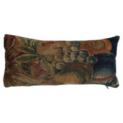 17th Century Antique Flemish Tapestry Pillow with Grapes and Pears