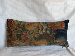 17th Century Antique Flemish Tapestry Pillow with Grapes and Pears