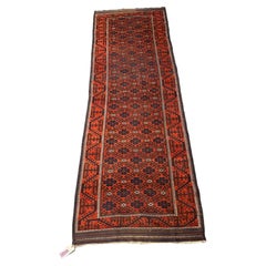 Antique 1900s Persian Baluch Geometric Runner Rug