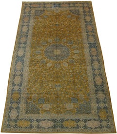 Palastteppich aus Täbris mit goldenem Blumenmedaillon, um 1900