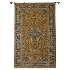Palastteppich aus Täbris mit goldenem Blumenmedaillon, um 1900