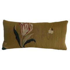 1850s French Aubusson Tulip Tapestry Lumbar Pillow