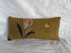 1850s French Aubusson Tulip Tapestry Lumbar Pillow