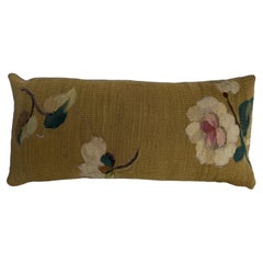 19th Century French Aubusson Tapestry Pillow with Roses