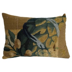 17th Century Antique Flemish Verdure Decorative Pillow