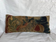 17th Century Antique Flemish Pomegranate and Botanical Tapestry Pillow
