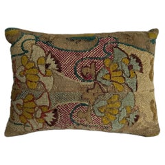 17th Century Italian Wool & Silk Floral Tapestry Decorative Pillow