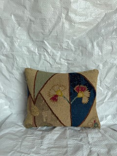 Antique 17th Century Italian Florentine Floral Wool & Silk Pillow