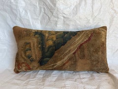17th Century Brussels Tapestry Pillow, Botanical Baroque Design
