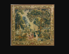 Vintage Tapestry Depicting Children at Play - 7.7 X 6.11