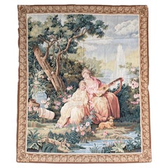 Tapisserie vintage représentant un jardin musical, fin du XXe siècle