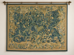 Floral Vintage Tapestry in Blue & Tan 11.9X9.3 - 6X4.8