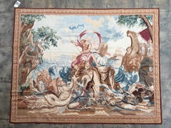 Circa 2000 Neptune and Sea Creatures Woven Tapestry