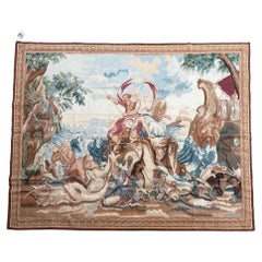 Circa 2000 Neptune and Sea Creatures Woven Tapestry
