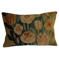 Antique 17th Century Brussels Tulip Tapestry Pillow