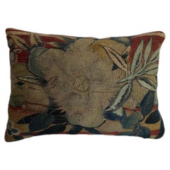 17th Century Flemish Tapestry Pillow with Botanical Design