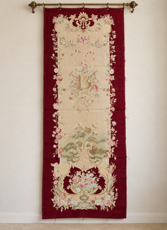 Tappeto da tavolo vintage in stile Aubusson, in lana e cotone