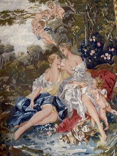 Vintage French Rococo Inspired Figural Tapestry - 6'3'' x 4'5''