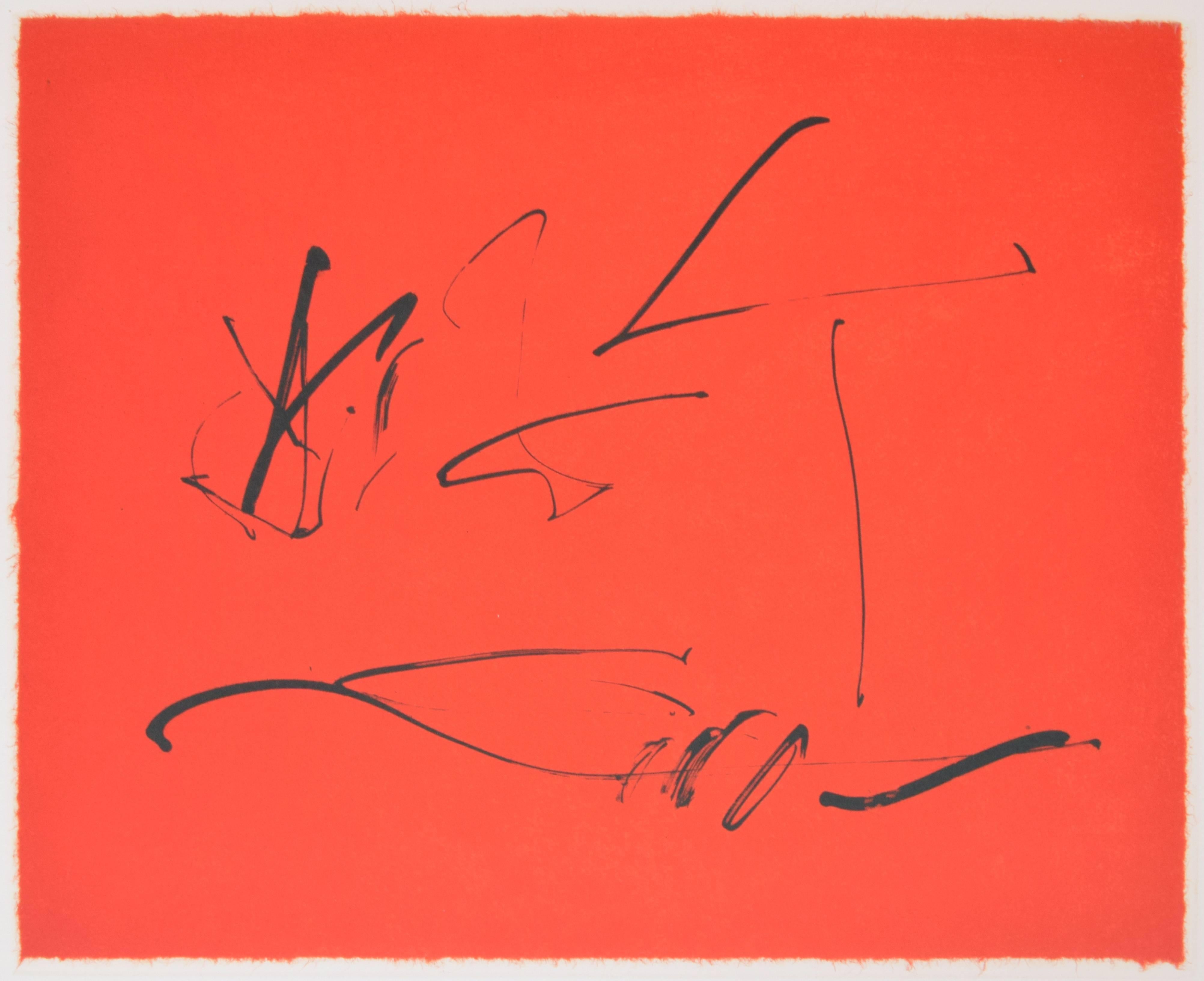 Lithograph titled THREE POEMS: RED WIND by Robert Burns Motherwell (American, 1915-1991). Work is signed and edition 45 of 50. References: The Prints of Robert Motherwell- Catalogue Raisonne 1943-1990, Stephanie Terenzio & Dorothy Belknap, pg.