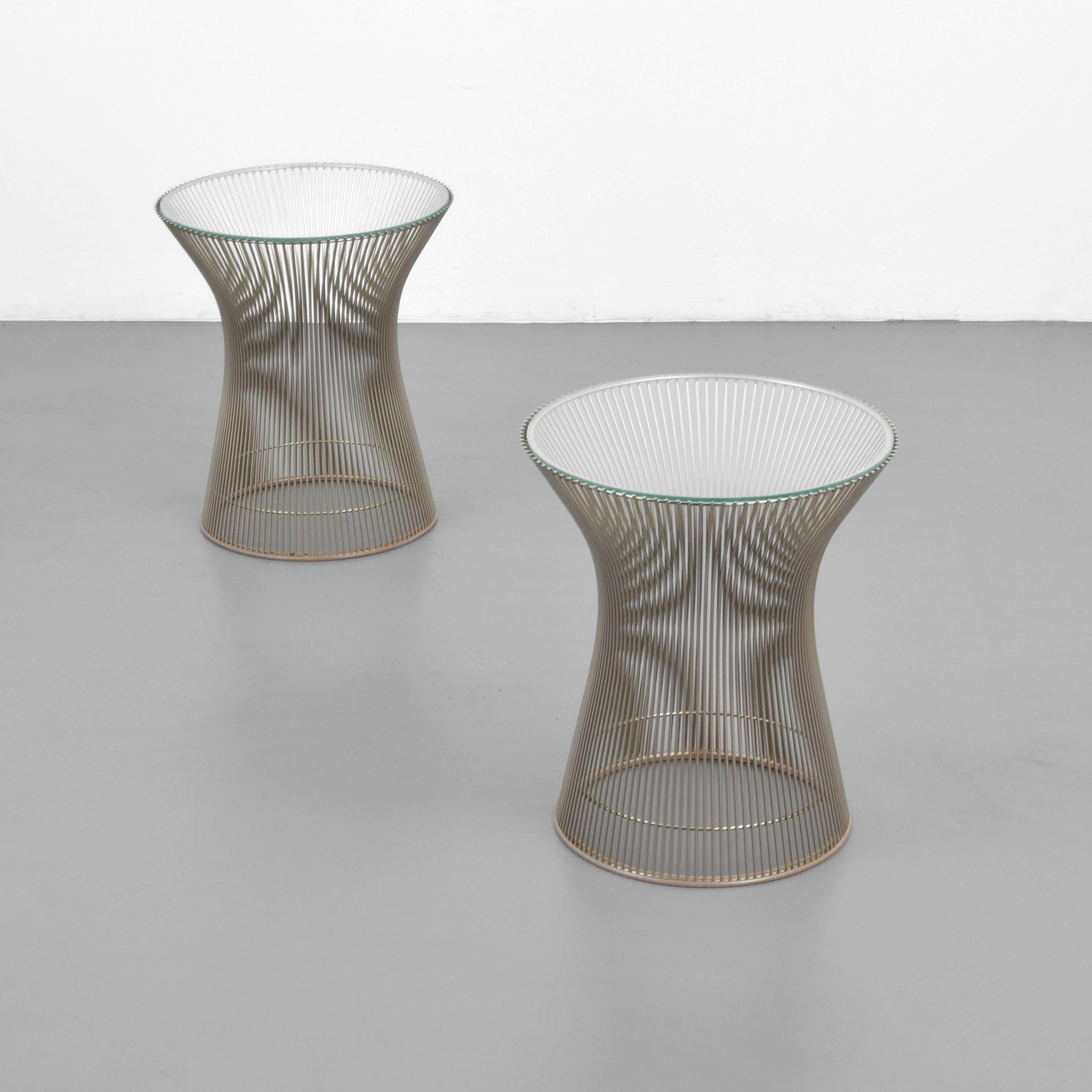 Pair of end/side tables by Warren Platner for Knoll. Reference: Knoll, A Modernist Universe, Brian Lutz, pg. 166.