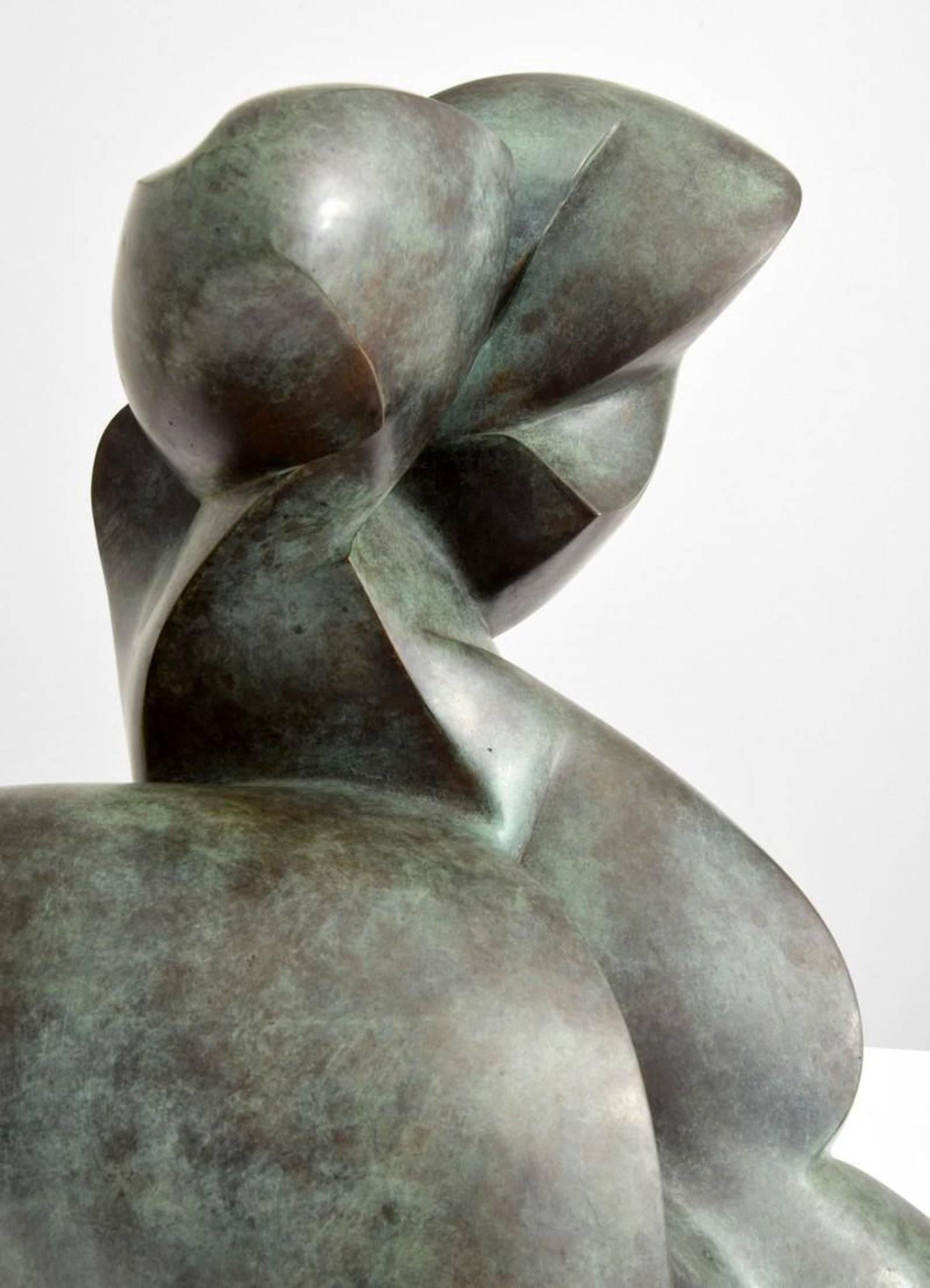 French Large Dominique Polles Abstract Bronze Sculpture