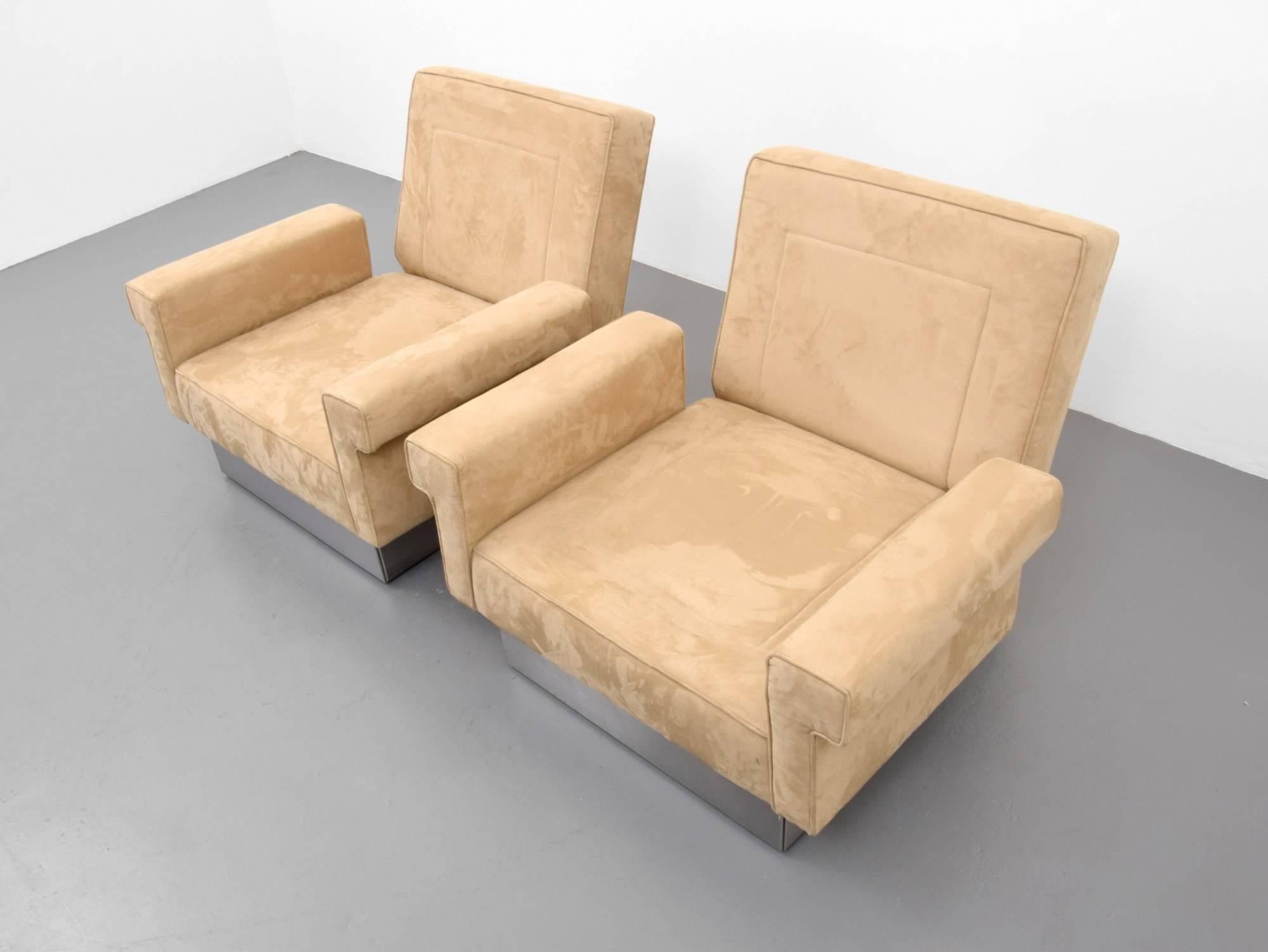 Pair of French lounge chairs by Jacques Charpentier.