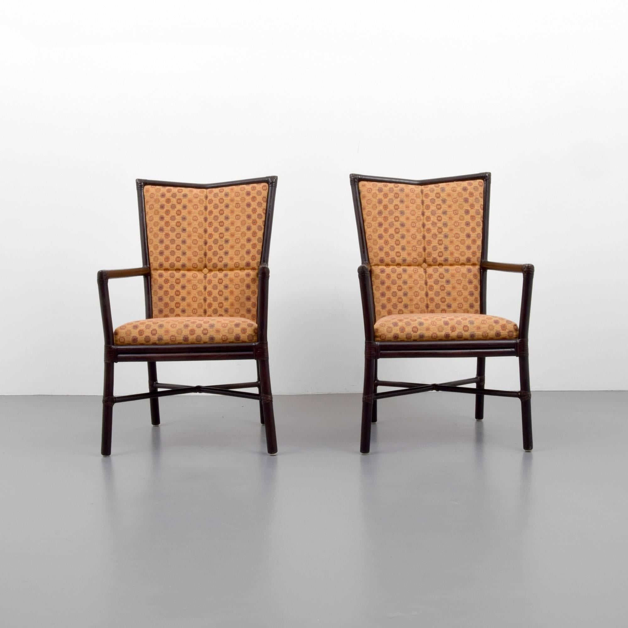 Pair of high back lounge chairs by Orlando Diaz-Azcuy for McGuire.