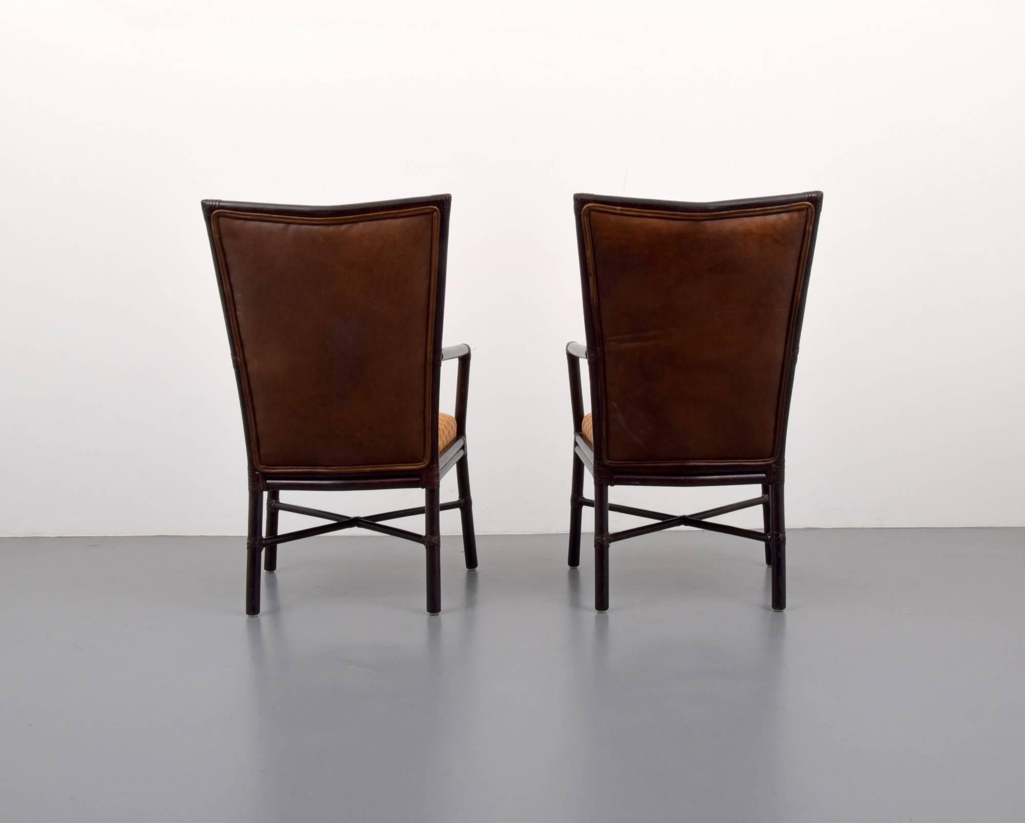 American Pair of Orlando Diaz-Azcuy High Back Chairs for McGuire