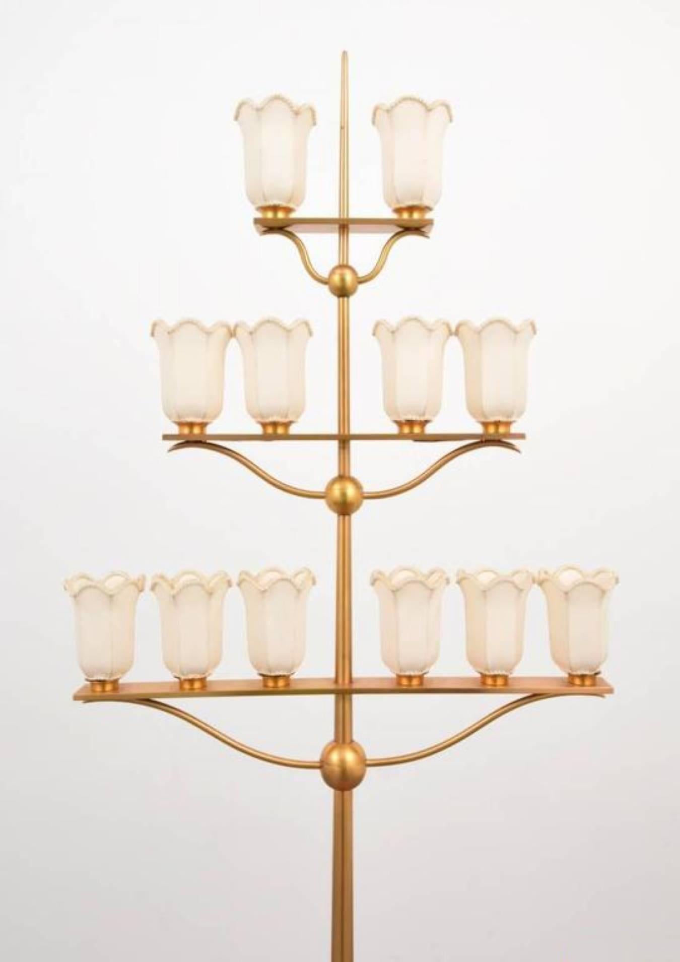 Monumental T.H. Robsjohn-Gibbings Floor Lamp, White Shadows Estate, 2 Available In Good Condition For Sale In West Palm Beach, FL