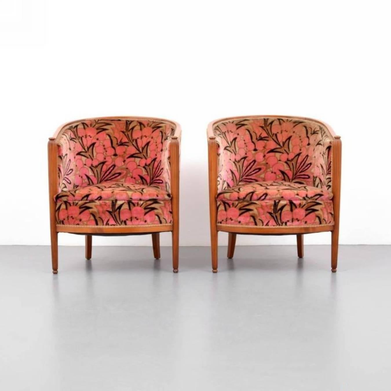 Unknown Pair of Art Deco Club Chairs, Barbra Streisand Collection