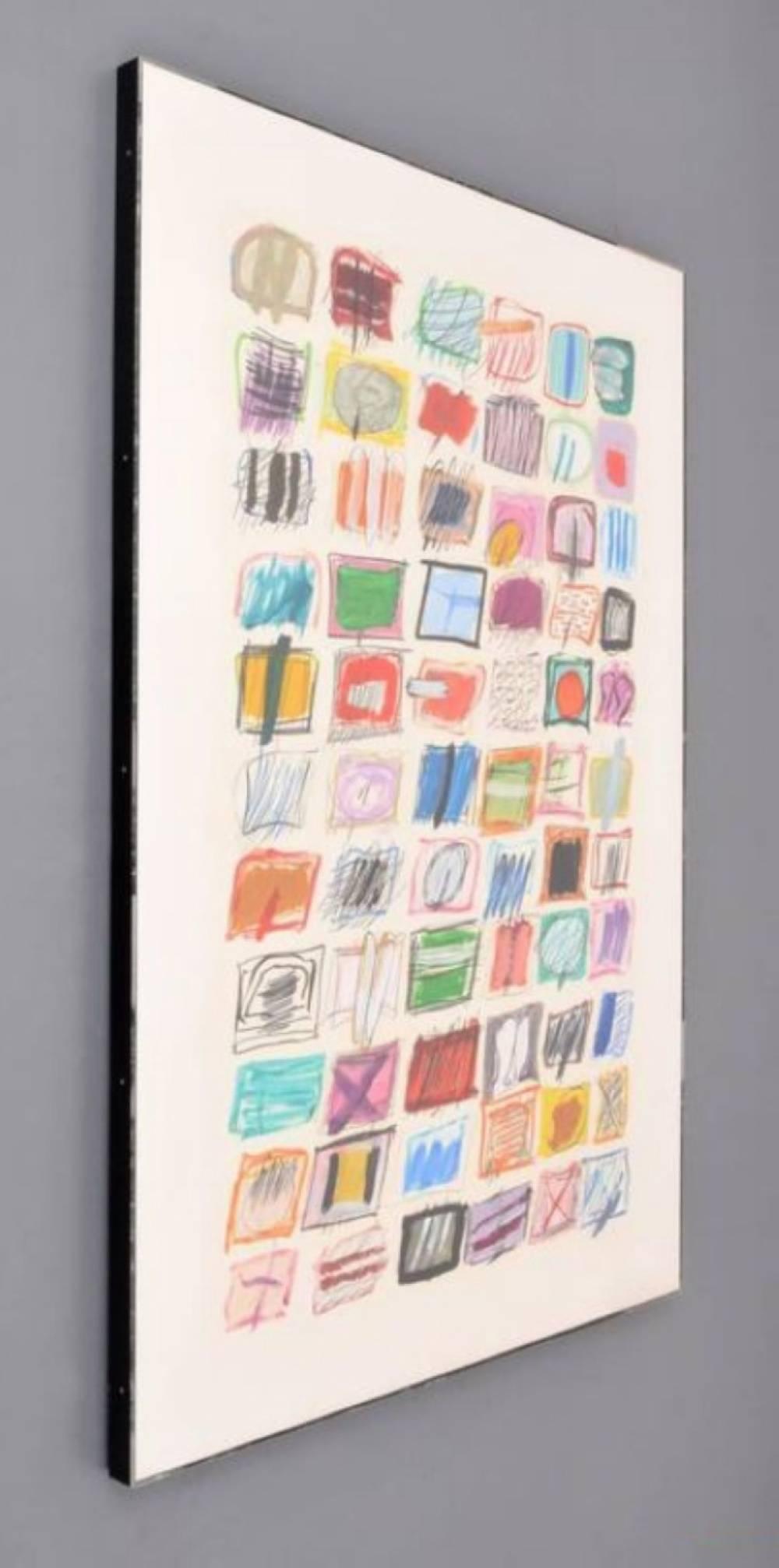 Large mixed media on paper titled CLUSTER DRAWING B by Ida Rittenberg Kohlmeyer (American, 1912-1997). Sale includes copies of original purchase documents from the artist's Louisiana studio and correspondence between collector and artist.