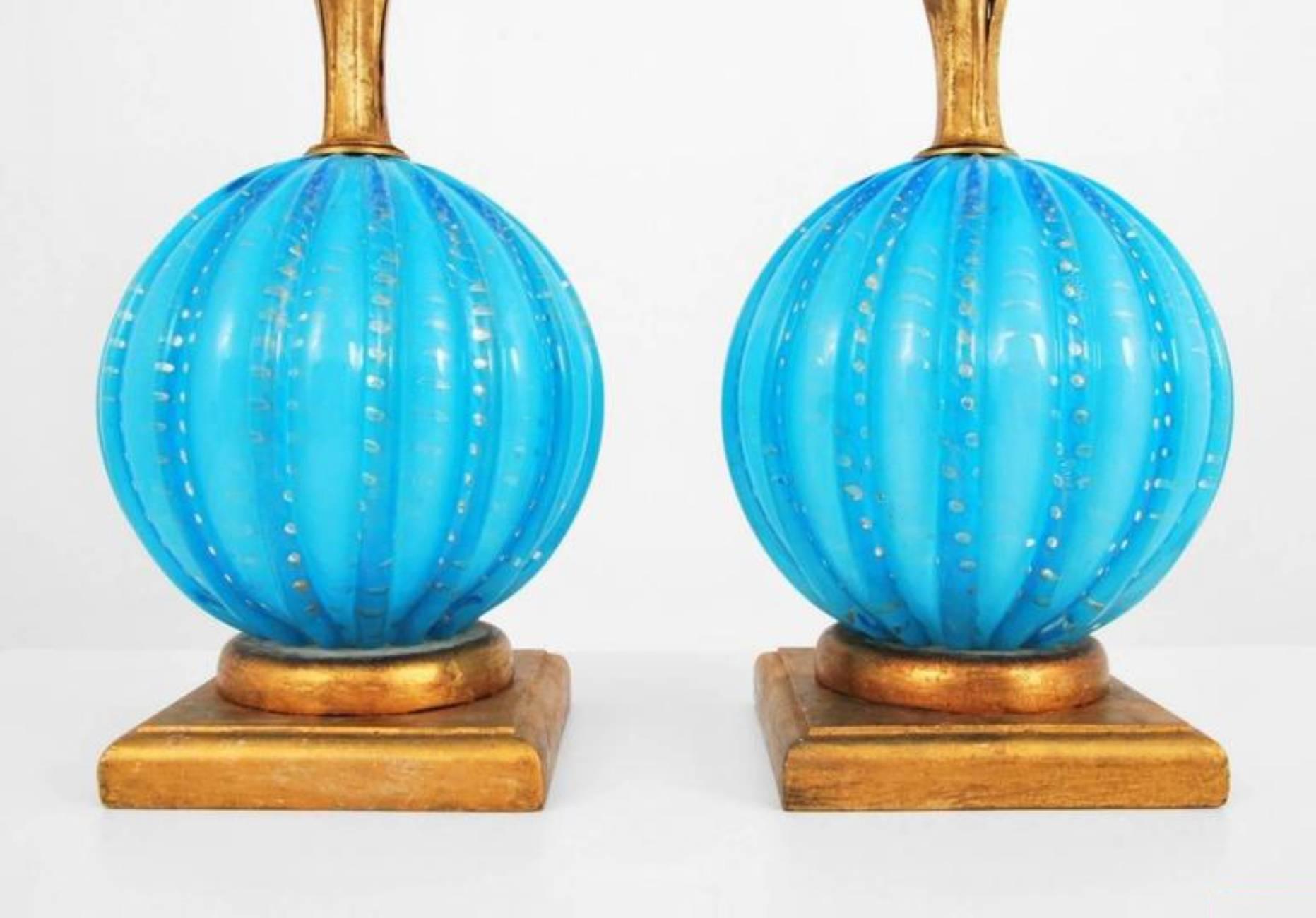 Modern Pair of Murano Lamps Attributed to Barovier & Toso