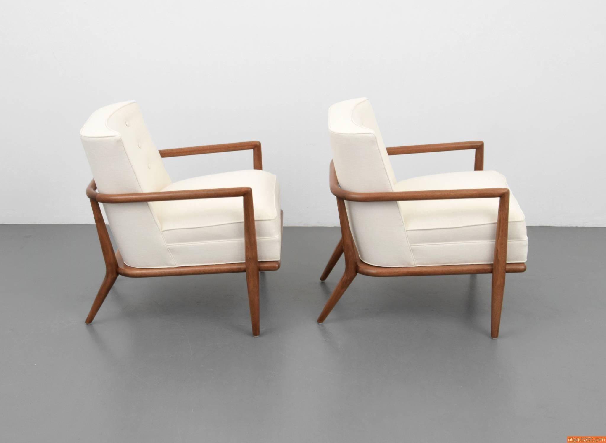 Mid-Century Modern Pair of T.H. Robsjohn-Gibbings Lounge or Armchairs, Commissioned For Sale