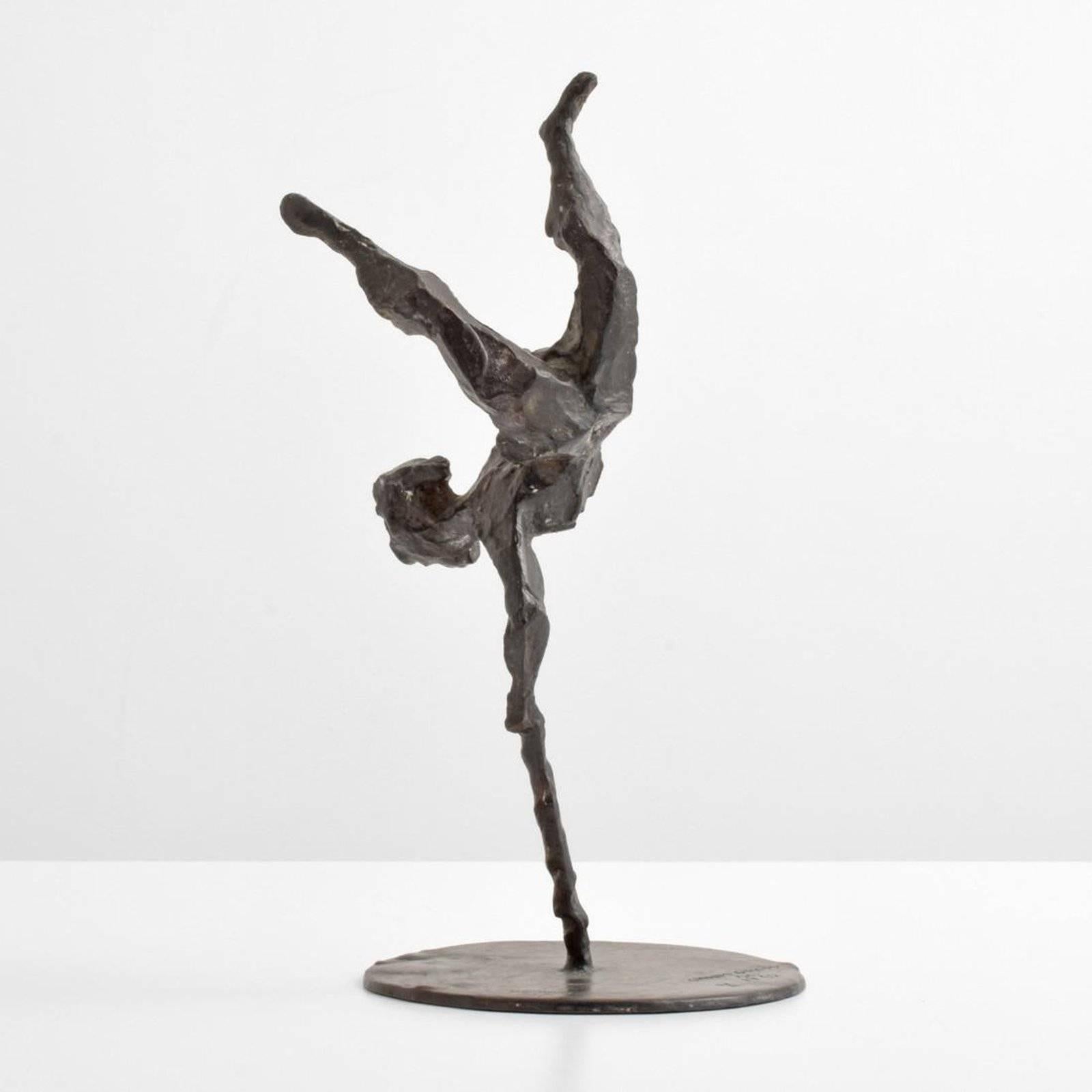 Bronze sculpture by Chaim Gross (1904-1991). Work is untitled, but is one of several we have seen referred to as Handstand. Foundry mark reads Bedi Makky NYC. Provenance: Acquired from the artist by Leonard L. Farber (died 2005) of Fort Lauderdale,