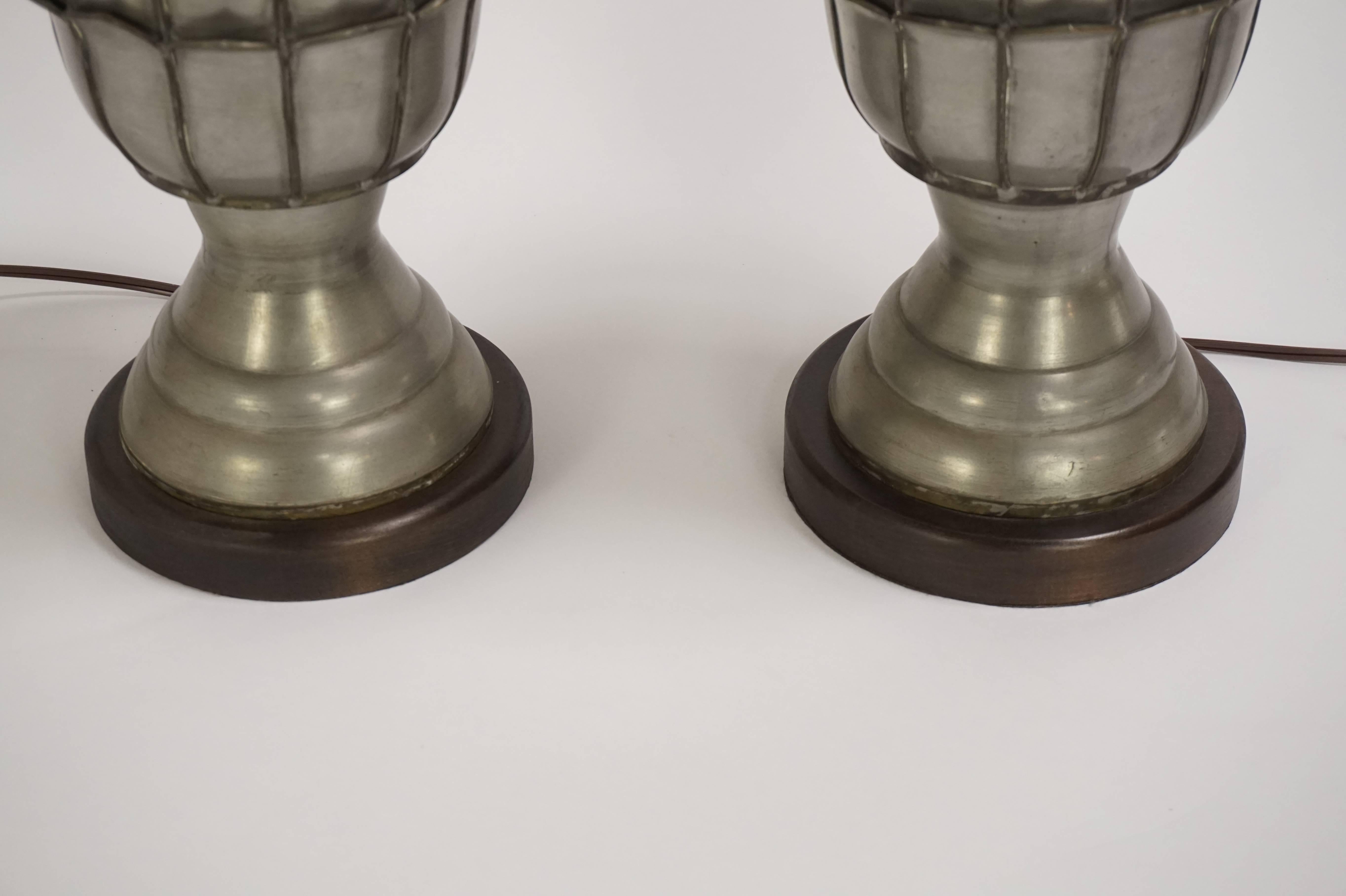 Pair of Metal Art Nouveau Table Lamps In Excellent Condition In San Francisco, CA