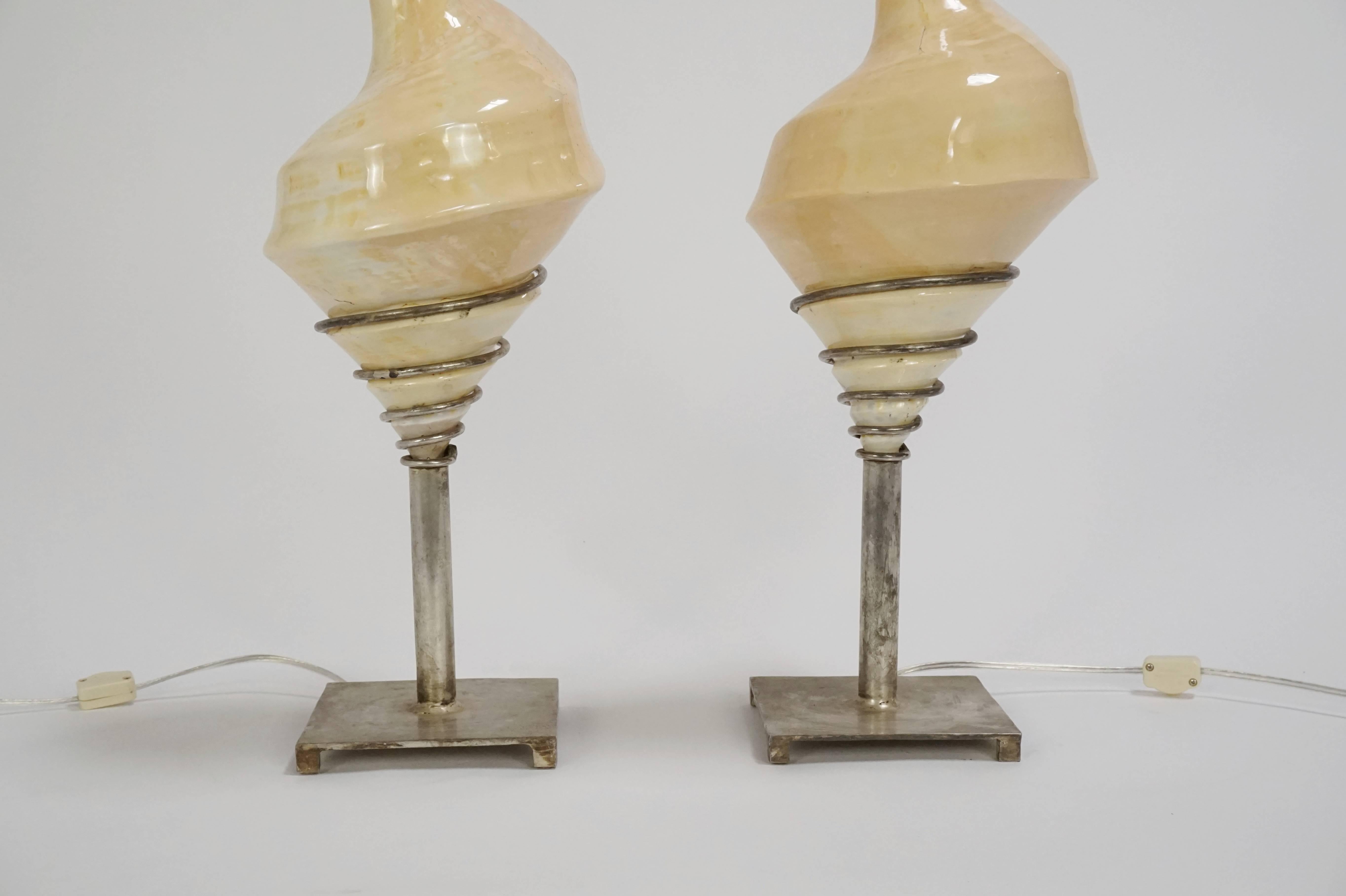 Pair of Sea Shell Lamps In Good Condition In San Francisco, CA