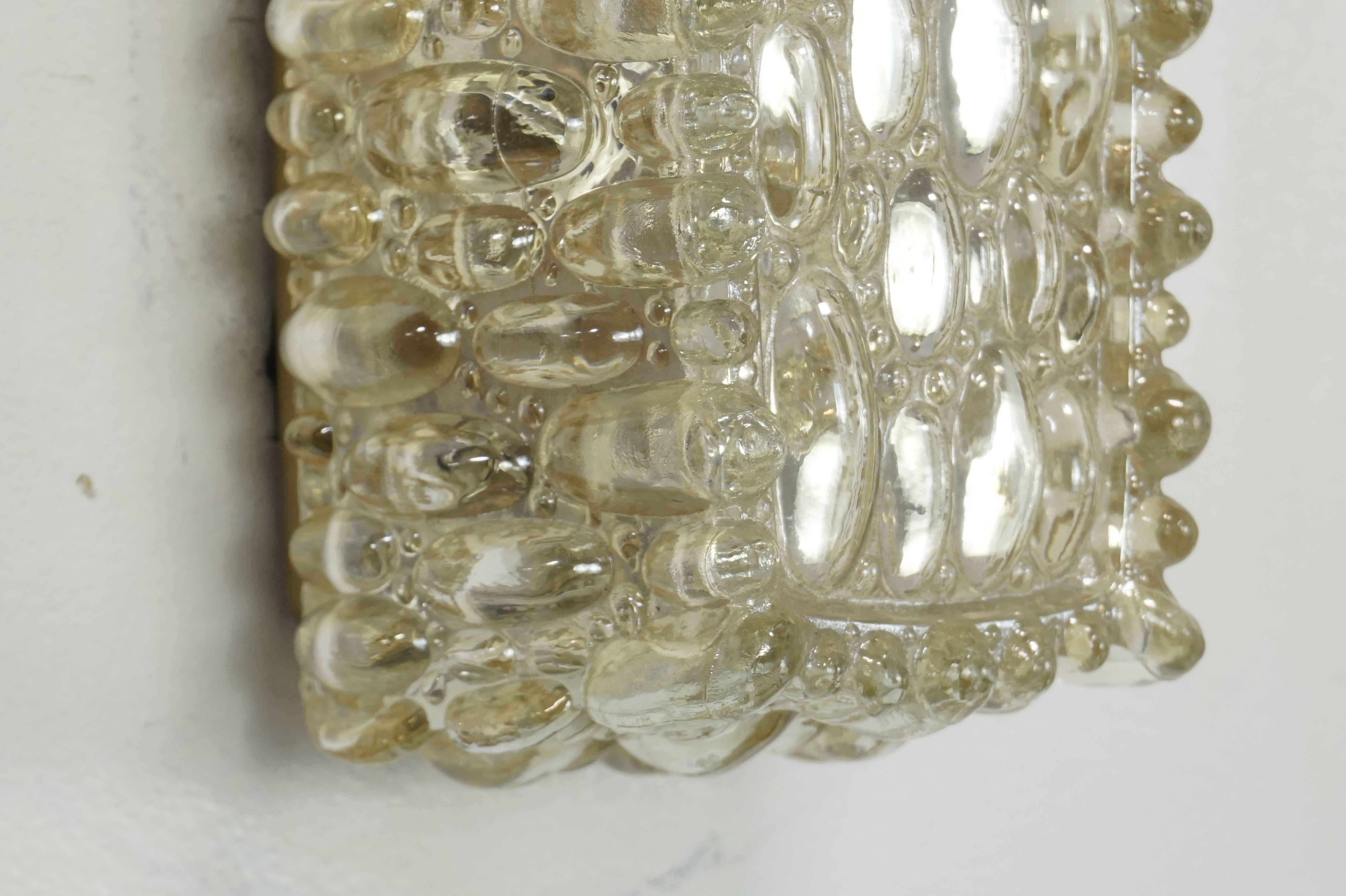 Rectangular Amber Bubble Glass Sconce or Flush Mount In Excellent Condition In San Francisco, CA