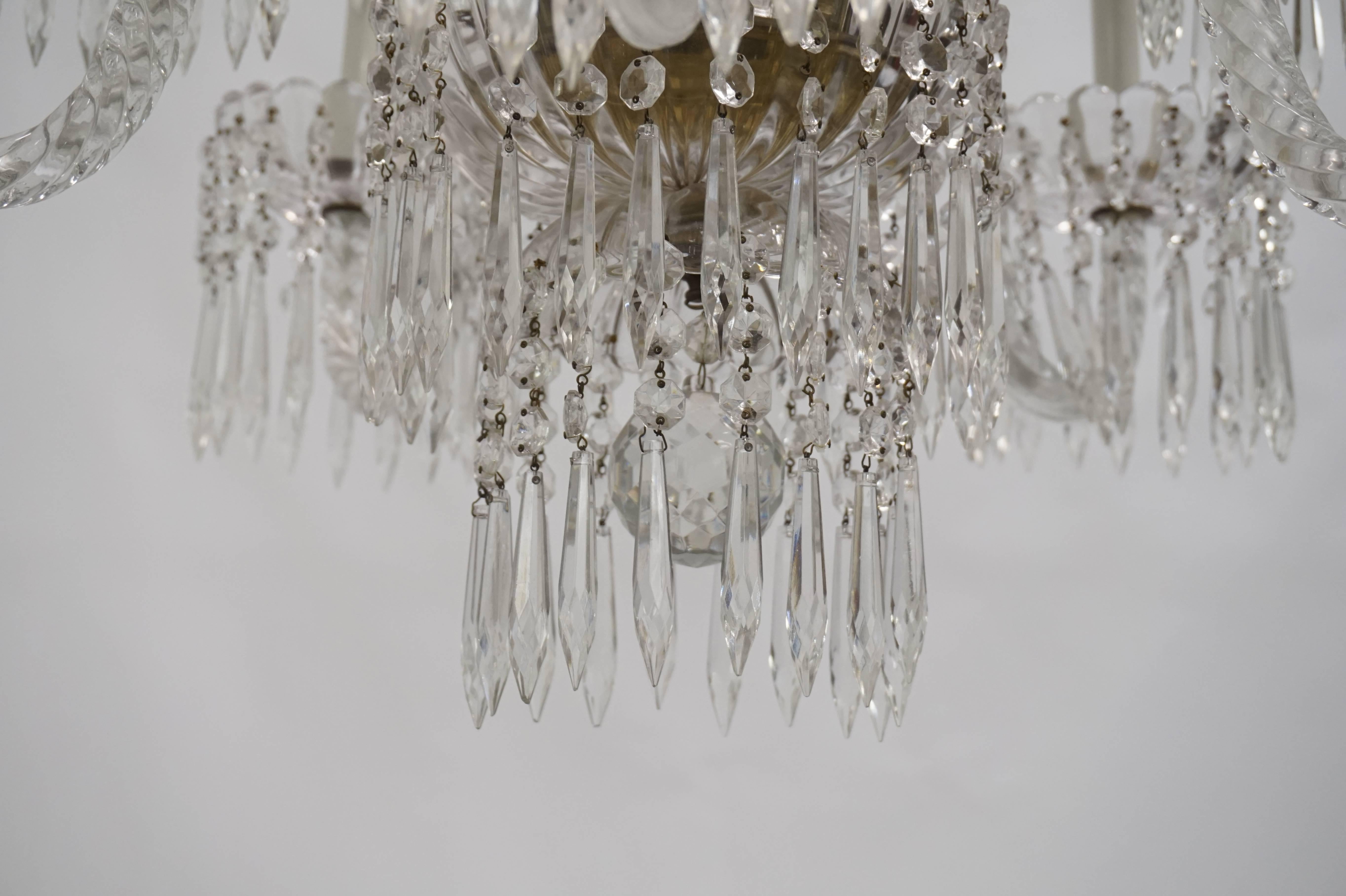 Antique Baccarat Undulating 10-Armed Crystal Waterfalls Chandelier In Excellent Condition In San Francisco, CA