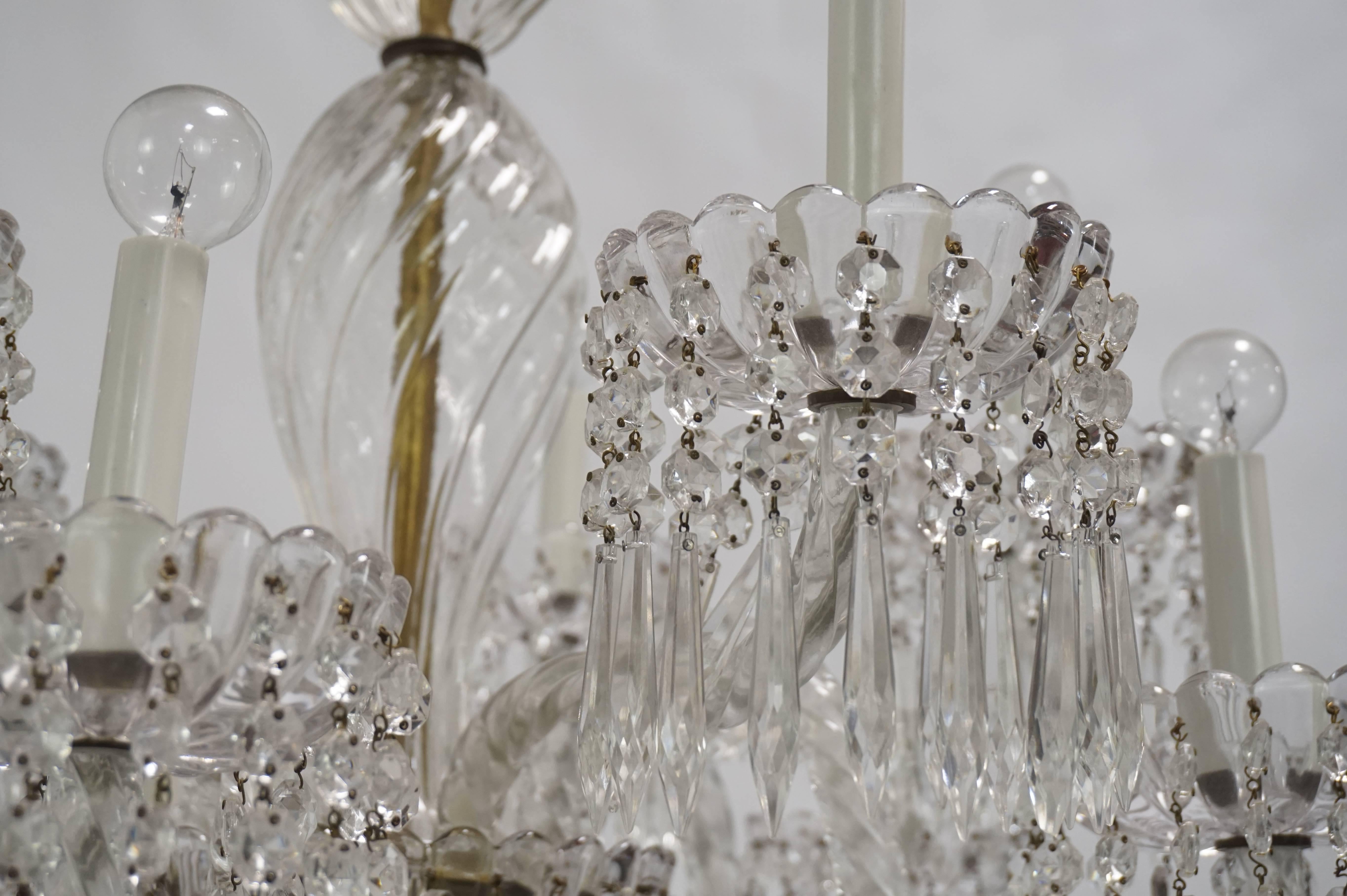 Antique Baccarat Undulating 10-Armed Crystal Waterfalls Chandelier 3