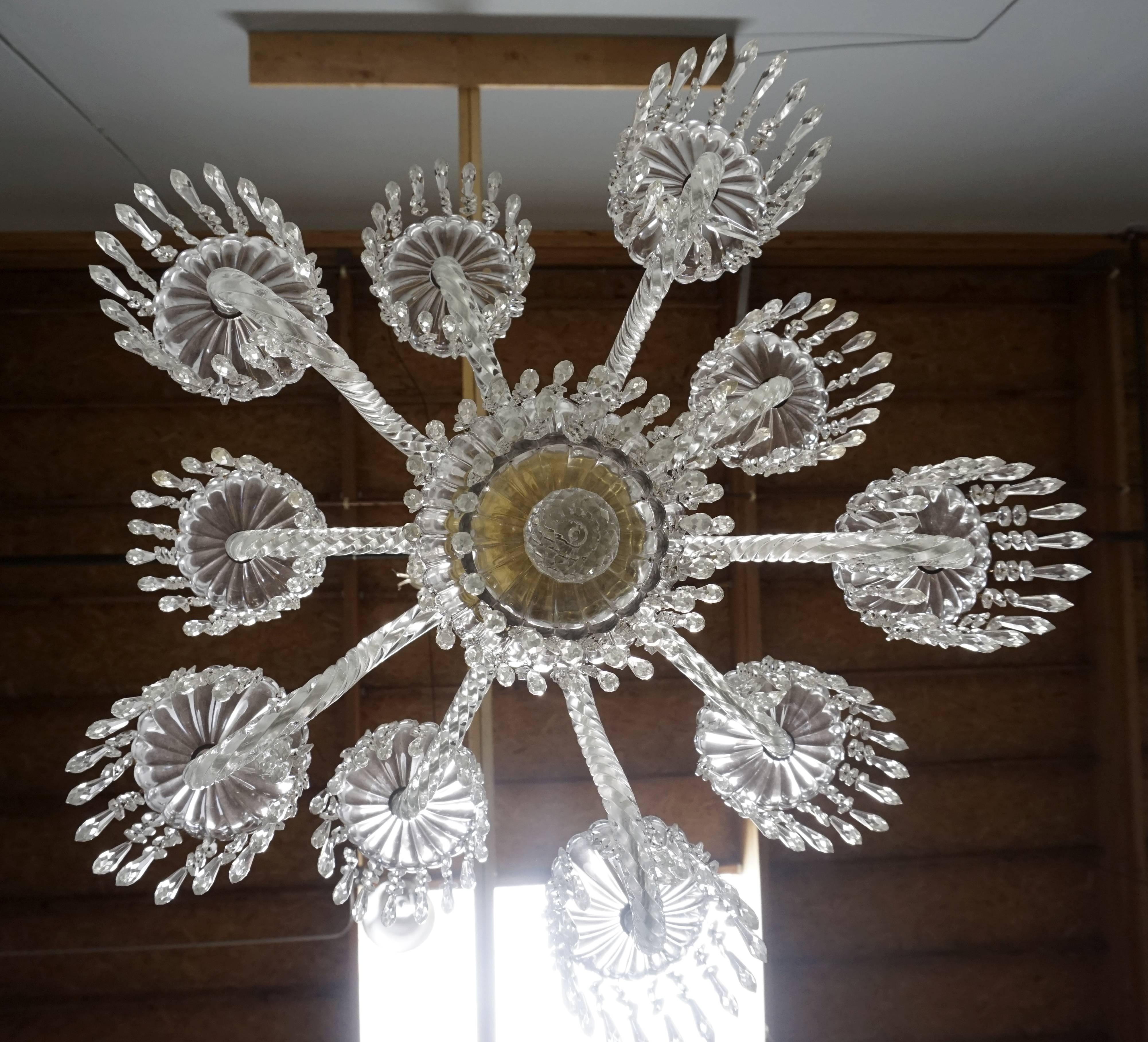 Antique Baccarat Undulating 10-Armed Crystal Waterfalls Chandelier 4