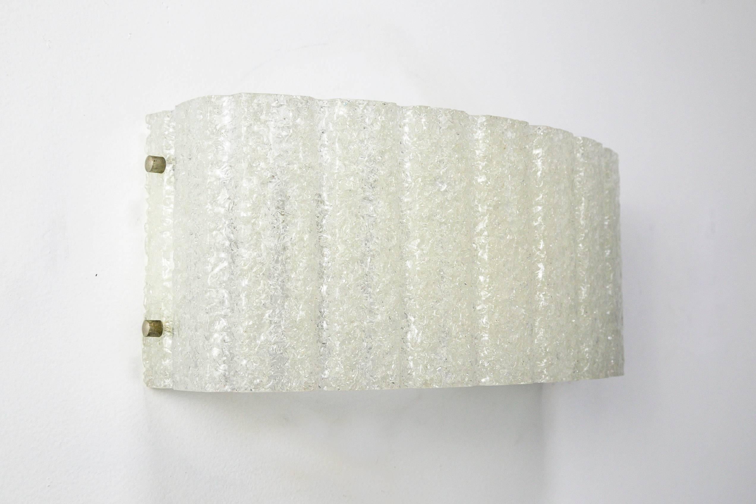 Mid-Century Modern Mid Century Textured Rectangular Acrylic Shield Sconces, Pair
