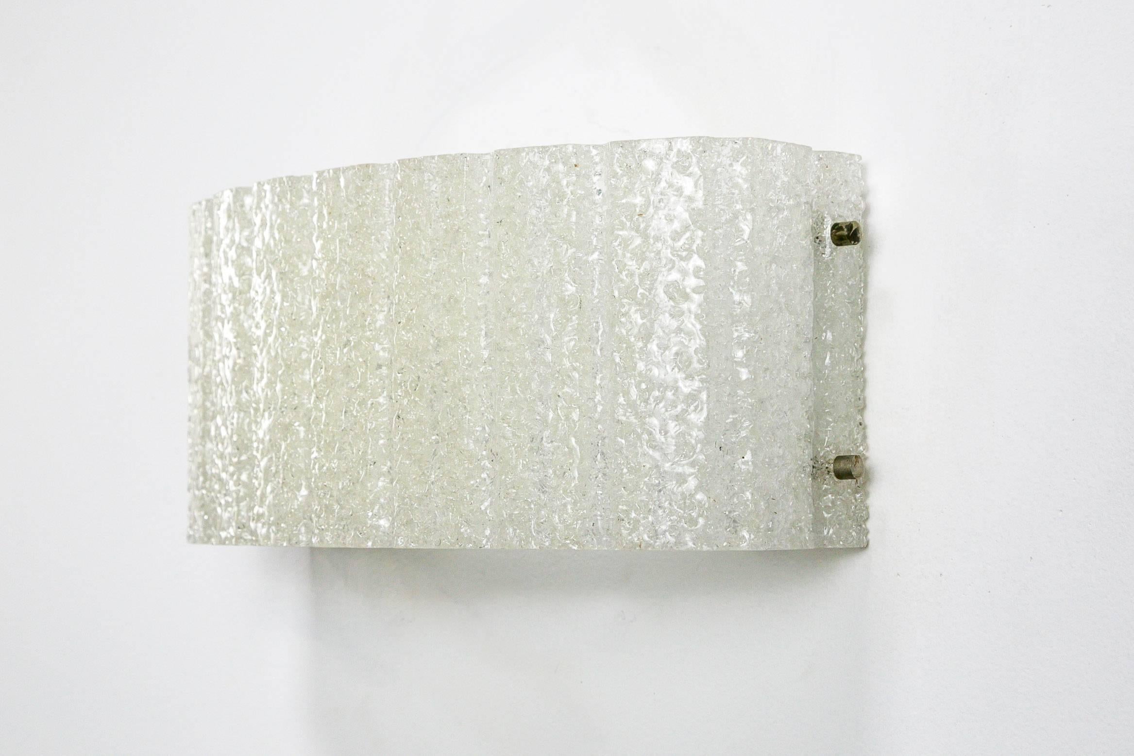 Mid Century Textured Rectangular Acrylic Shield Sconces, Pair In Excellent Condition In San Francisco, CA