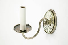 Antique Cut Mirror Silver Sconces by E. F. Caldwell Candlestick , Pair