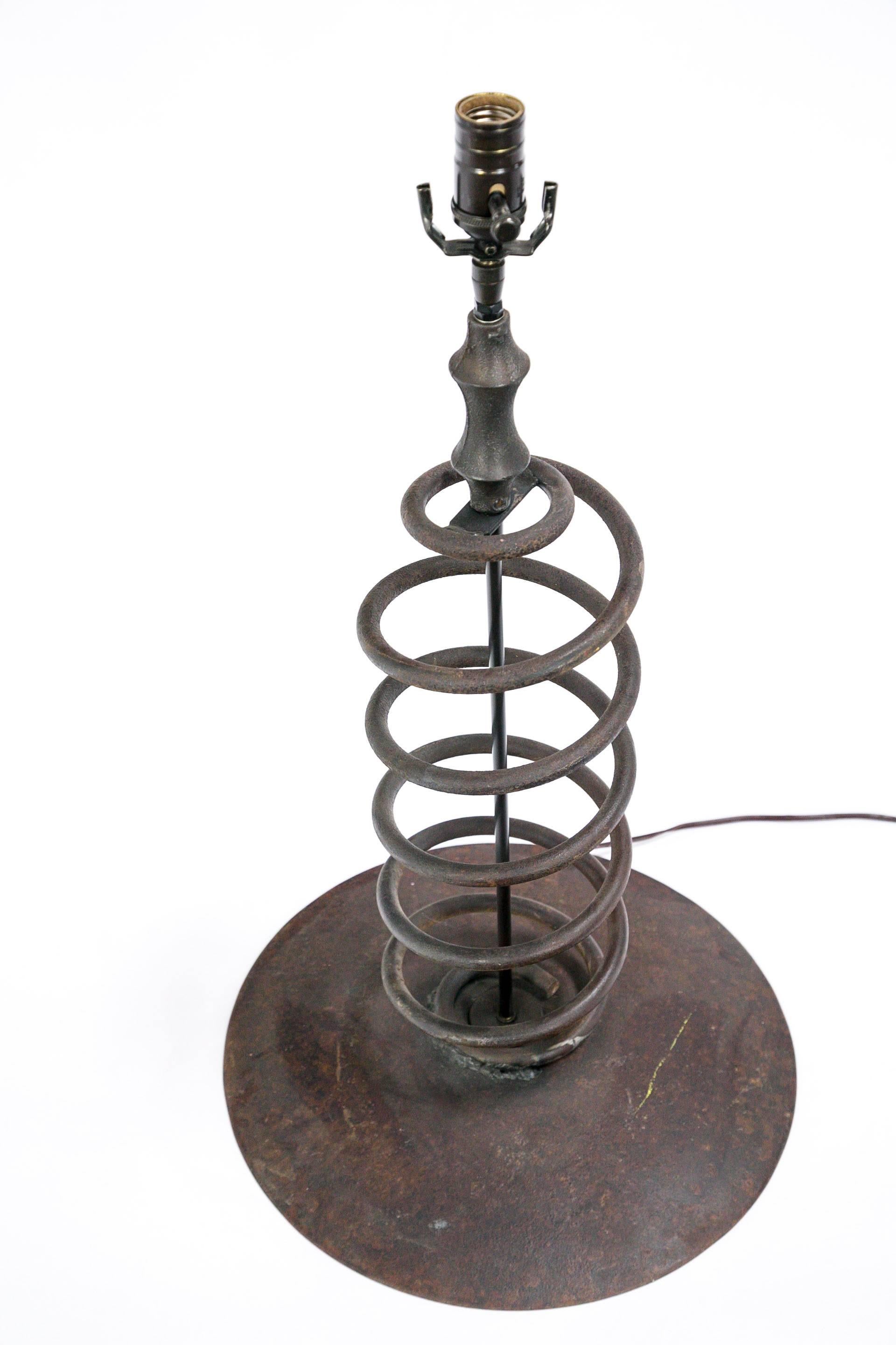 Large Industrial Steel Spring Lamp In Good Condition In San Francisco, CA
