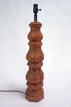 Hand-Carved Redwood Lamp
