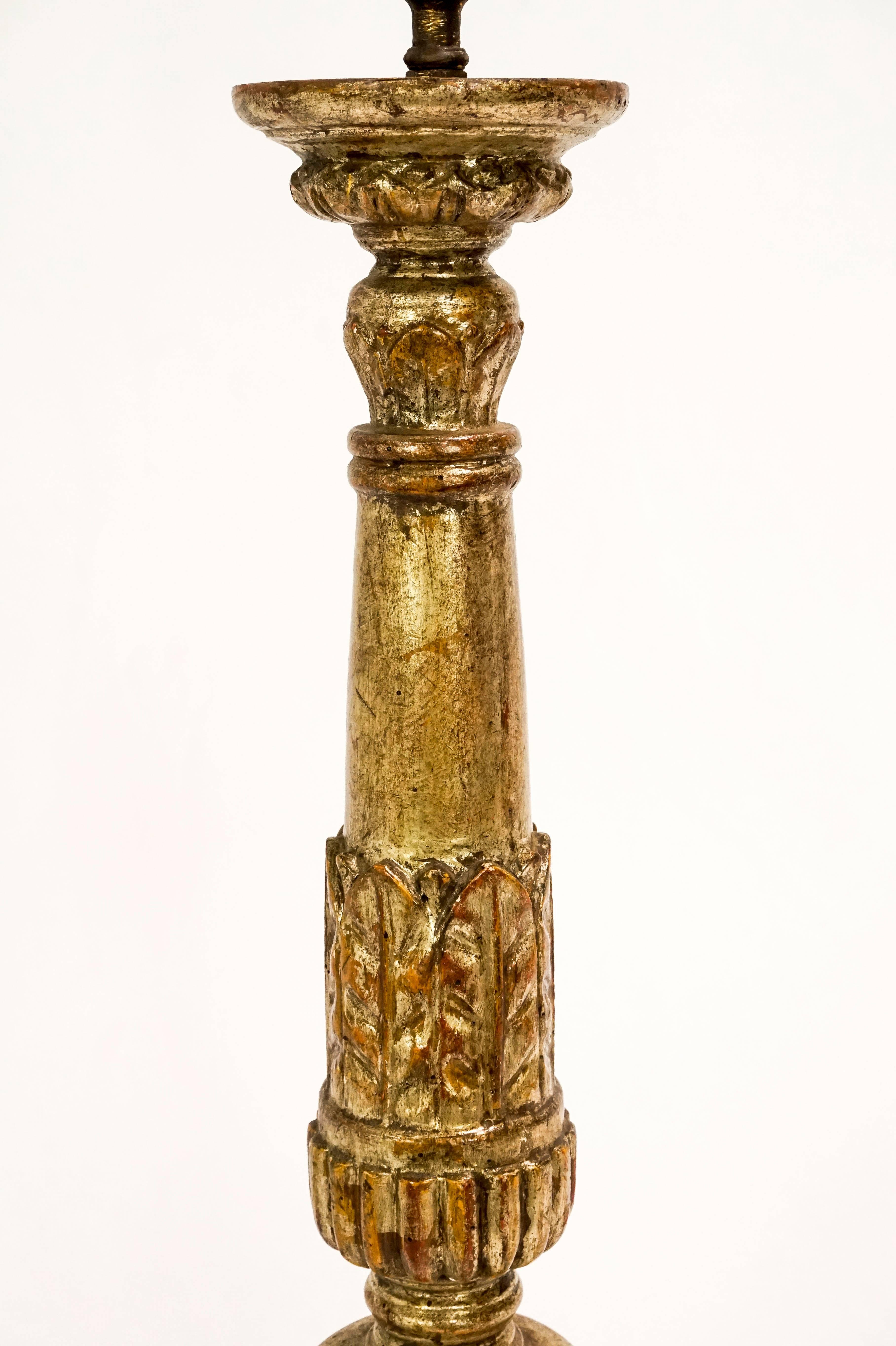 Unknown Antique Neoclassical Silver Gilded Table Lamp