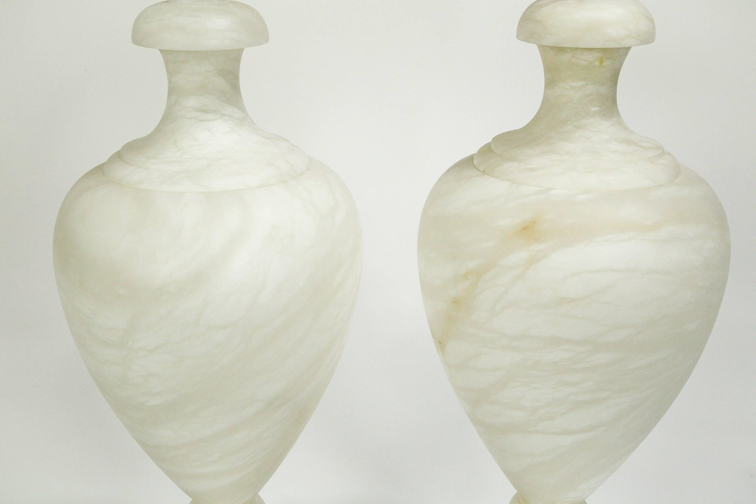 Alabaster Amphora Shaped Mother Lamp Lit From Within For Sale 1