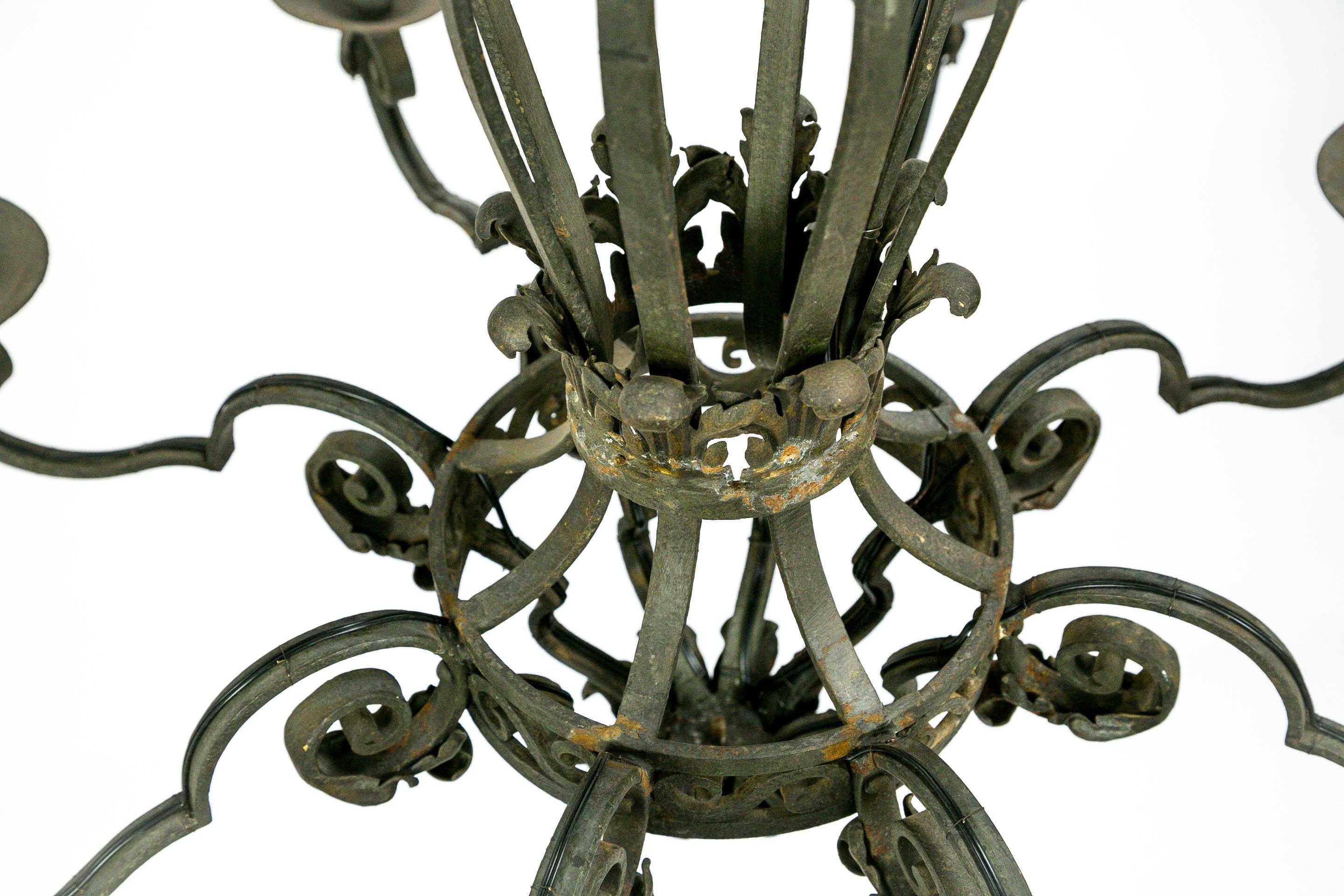 French Hand-Forged Iron Chandelier 1