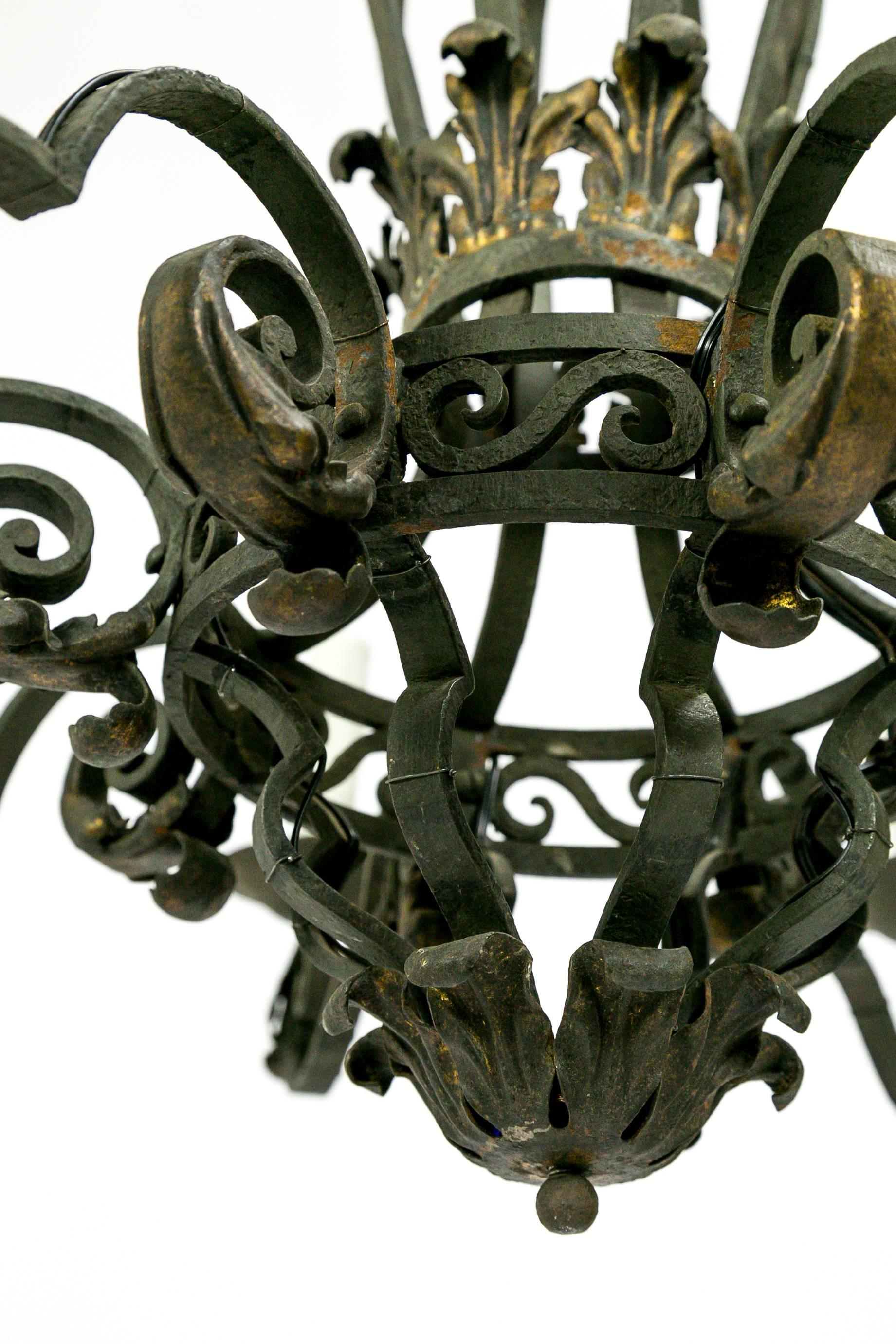 French Hand-Forged Iron Chandelier 2